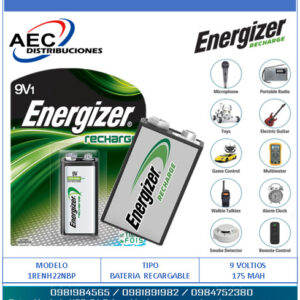 BATERIA 9 VOLTIOS RECARGABLE   175 MAH ENERGIZER 