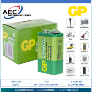 BATERIA 9 VOLTIOS GREENCELL CARBON   BULK C1 GP