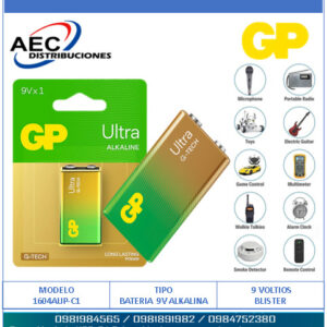 BATERIA 9 VOLTIOS ALKALINA ULTRA GP BL1