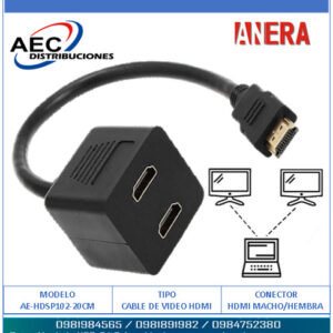 CABLE EN Y 1 HDMI MACHO A 2 HDMI HEMBRA 0.20 CM ANERA