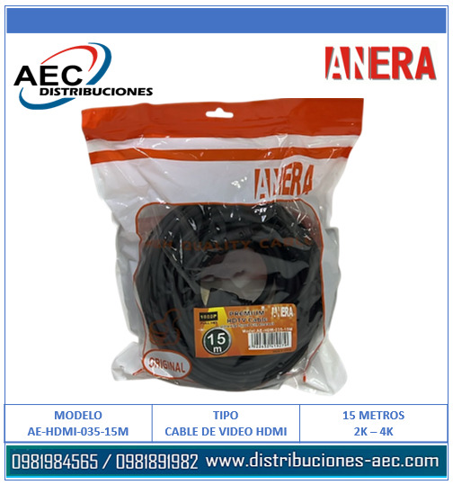 CABLE HDMI A HDMI MACHO 15 METROS VERSION 2.0 FULL HD 1080P 4K - Imagen 2