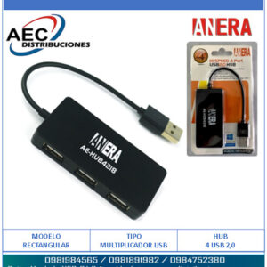 MULTIPLICADOR HUB 4 PUERTOS USB 2.0 RECTANGULAR