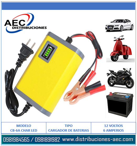 CARGADOR PARA BATERIAS / ACIDO PLOMO, AGM, GEL 12V – 6A CON PANTALLA - Imagen 2