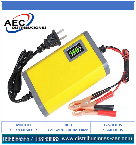 CARGADOR PARA BATERIAS / ACIDO PLOMO, AGM, GEL 12V – 6A CON PANTALLA