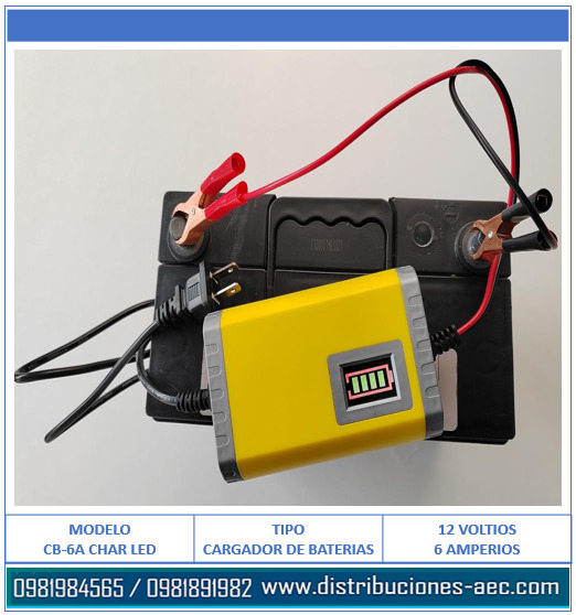 CARGADOR PARA BATERIAS / ACIDO PLOMO, AGM, GEL 12V – 6A CON PANTALLA - Imagen 3