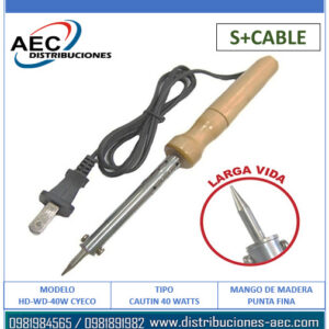 CAUTÍN TIPO LÁPIZ MANGO DE MADERA 40 WATTS – 110 VOLTIOS