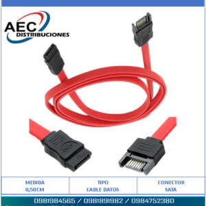 Cable Sata a Sata de Datos 7 Pines 50 Centímetros con Clip de Seguridad