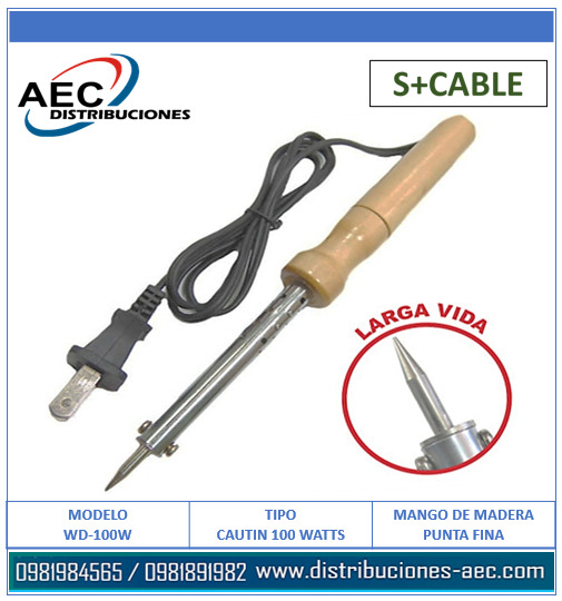 CAUTÍN TIPO LÁPIZ MANGO DE MADERA 100 WATTS – 110 VOLTIOS