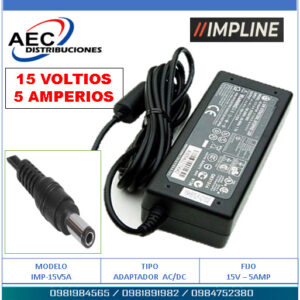 ADAPTADOR DE PODER FIJO AC/DC 15 VOLTIOS 5 AMPERIOS