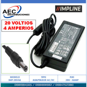 ADAPTADOR DE PODER FIJO AC/DC 20 VOLTIOS 4 AMPERIOS