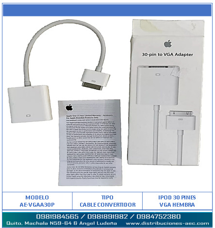 ADAPTADOR PARA IPAD 30 PINES MACHO A VGA HEMBRA - Imagen 2