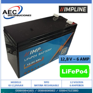 BATERIA RECARGABLE LIFeP04  FOSFATO DE IONES DE LITIO    12,8V  –  6 AMP