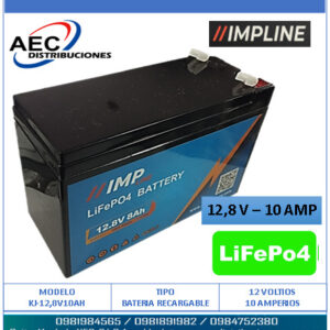 BATERIA RECARGABLE LIFeP04 FOSFATO DE IONES DE LITIO 12,8V – 10 AMP