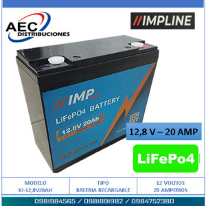 BATERIA RECARGABLE LIFeP04 FOSFATO DE IONES DE LITIO 12,8V – 20 AMP