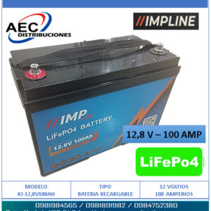 BATERIA RECARGABLE LIFeP04 FOSFATO DE IONES DE LITIO 12,8V – 100 AMP