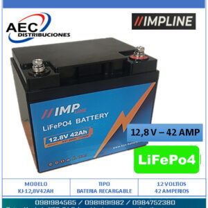 BATERIA RECARGABLE LIFeP04 FOSFATO DE IONES DE LITIO 12,8V – 42 AMP