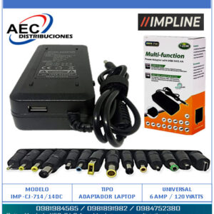 ADAPTADOR UNIVERSAL PARA LAPTOS 120WATTS / 6AMP 12V-24V 14PLUGS