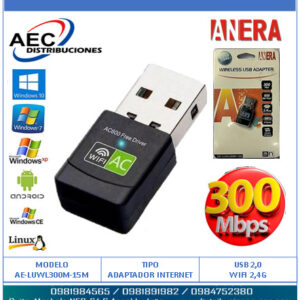 MINI ADAPTADOR WIRELESS USB 2.0 W7/W8 - 300MGB