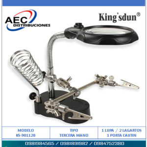 TERCERA MANO CON LUPA Y LUZ LED 2X 6X FLEXIBLE