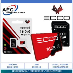 MICRO SD 16GB ECCO CLASS 10 / 100MB/s