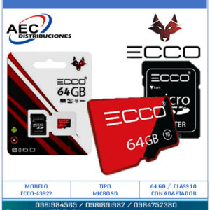 MICRO SD 64GB ECCO CLASS 10 / 100MB/s