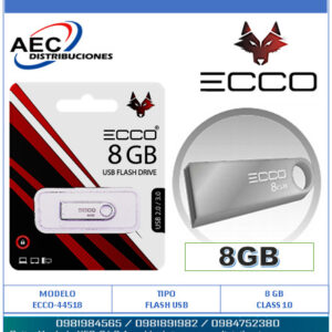 FLASH MEMORY ECCO PLATA 8GB CLASS 10