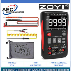 MULTIMETRO MEDIDOR DE FRECUENCIA Y TEMPERATURA / TRUE RMS  /  ZT-X