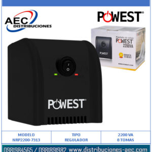 REGULADOR DE VOLTAJE POWEST 2200 VA / 8 TOMAS