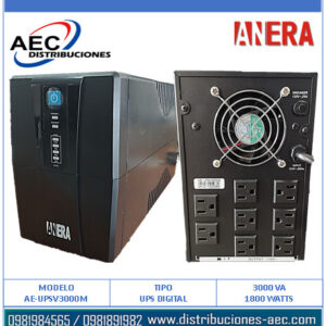 UPS INTERACTIVA DIGITAL / 3000VA / 1800 WATTS ANERA
