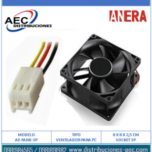 VENTILADOR PARA COMPUTADOR 8X8X2.5CM – 12V SOCKET 3 PINES