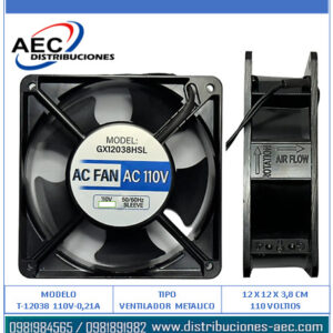 VENTILADOR METALICO 110 VAC / 0.21 AMPERIOS TAMAÑO 12 X 12 X 3.8 CM EN CAJA
