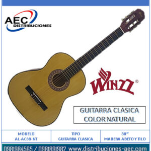 GUITARRA CLÁSICA COLOR NATURAL / MADERA DE ABETO Y TILO DE 38"