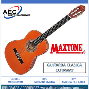 GUITARRA CLÁSICA MADERA DE TILO Y ARCE DE 39" CON ESTUCHE
