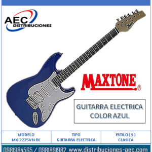 GUITARRA ELÉCTRICA COLOR AZUL PUENTE ESTILO ( S ) CLÁSICO MAXTONE CON ESTUCHE