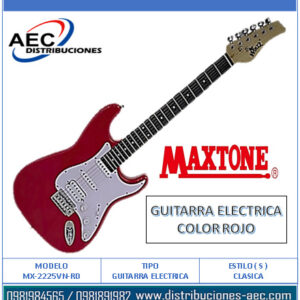 GUITARRA ELÉCTRICA COLOR ROJO PUENTE ESTILO ( S ) CLÁSICO MAXTONE CON ESTUCHE
