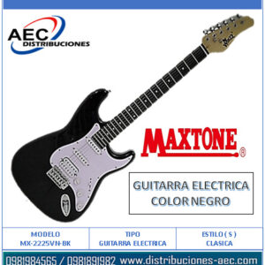 GUITARRA ELÉCTRICA COLOR NEGRO PUENTE ESTILO ( S ) CLÁSICO MAXTONE CON ESTUCHE