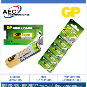 PILA ALKALINA PARA CONTROL 12VOLTIOS / BLÍSTER X 5 MARCA GP