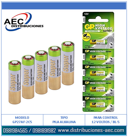 PILA ALKALINA PARA CONTROL 12VOLTIOS / BLÍSTER X 5 MARCA GP - Imagen 2