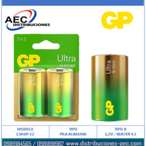 PILA ALKALINA TAMAÑO TIPO D / 1.5V BLISTER X 2 GP