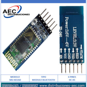 MODULO BLUETOOTH HC-05 / 6 PINES MAESTRO ESCLAVO