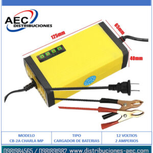 CARGADOR PARA BATERIAS / ACIDO PLOMO, AGM, GEL 12V – 2A CON LUZ LED
