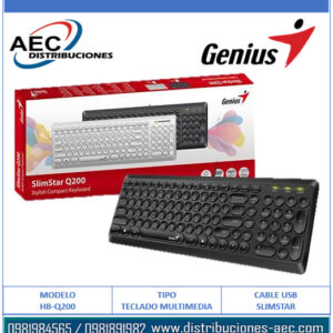 TECLADO GENIUS SLIMSTAR Q200 ULTRA DELGADO PUERTO USB COLORES