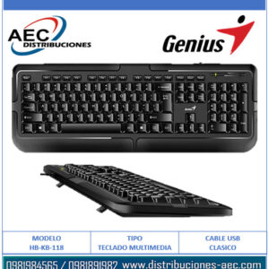 TECLADO MULTIMEDIA GENIUS KB-118 CLASSIC CABLE USB