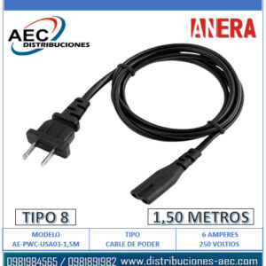 CABLE DE PODER TIPO 8 PARA IMPRESORA 1.50 METROS