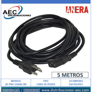 CABLE DE PODER GRUESO POLARIZADO 3 PATAS PARA PC OD 6.8 ( 10A / 250V) 5 METROS