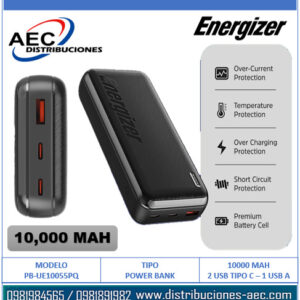 CARGADOR PORTÁTIL DE ALTA CAPACIDAD POWER BANK ENERGIZER 10.000MAH