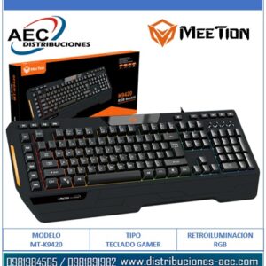TECLADO GAMER DE MEMBRANA RETROILUMINACION RGB K9420 MEETION