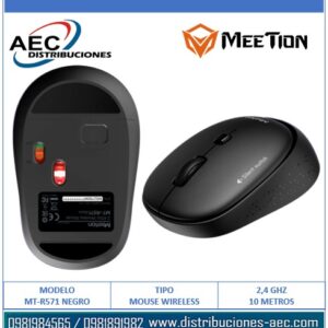 MOUSE INALAMBRICO MEETION MT-R571 NEGRO ERGONOMICO