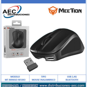 MOUSE INALÁMBRICO ÓPTICO RECARGABLE MT-MINIGO NEGRO MEETION