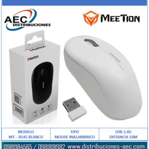 MOUSE INALÁMBRICO MT-R545 BLANCO MEETION